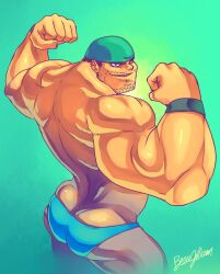 1boy ass bara beaugilliam biffy_goldstein butt_crack detentionaire flexing gay male male_only muscular solo tagme yaoi