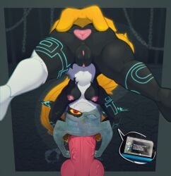 1girls anal anal_addiction anal_invitation anal_suggest animal_genitalia animal_penis anus armor ass breasts canine_genitalia canine_penis clitoris duo female genitals hair hair_hand headgear heart_symbol helmet hi_res imp imp_midna kaliburr_advanced knot knotted_penis legs_in_air long_hair male markings midna multicolored_body nintendo nipples nude penis presenting presenting_hindquarters presenting_vulva prison shortstack simple_background small_breasts smug smug_grin spread_butt spread_legs spreading teasing teasing_viewer the_legend_of_zelda thick_thighs twilight_princess upside-down vein veiny_penis vulva