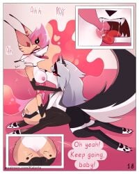 2girls 4:5 4_arms absurd_res anthro areola ass blush bodily_fluids breast_lick breast_play breasts canid canid_demon canine canis comic comic_page demon demon_girl duo ears english_text eyelashes female female/female female_fox fox fox_girl freckled_face freckles furry genital_fluids genitals goth goth_girl grey_body grey_fur grey_hair hellaverse hellhound helluva_boss hi_res hybrid kat._.arts licking long_eyelashes long_hair looking_at_another looking_pleasured loona_(helluva_boss) mammal moan moaning moaning_in_pleasure motion_lines multi_arm multi_limb mythological_canine mythological_creature mythology naked naked_female nipple_dip nipple_fetish nipple_lick nipple_play nipples nude nude_female open_mouth pink_nipples pussy pussy_juice queen_bee-lzebub_(helluva_boss) saliva shorts simple_background talking_to_another text thick_thighs thighhighs tongue tongue_out topless topless_female tuft two-tone_body two-tone_fur two-tone_tail vaginal_fluids vixen vulva wolf wolf_girl yellow_body yellow_fur