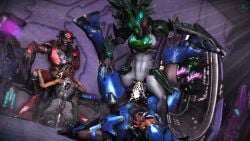 16:9 3_fingers 3d_(artwork) alien amazon_position anthro anthro_on_top armor avian background_sex bodily_fluids bottomless breasts brotside_sfm clothed clothed_sex clothing colored cum cum_in_vagina cum_inside digital_media_(artwork) digitigrade dominant dominant_anthro dominant_female duo_focus fellatio female female_on_top female_penetrated fingers fucked_silly genital_fluids genitals grey_body grey_scales group halo_(series) hand_on_head hi_res ibie'shan kig-yar kneeling_oral_position leaking_cum leaking_vagina looking_pleasured male male/female male_on_bottom male_penetrating male_penetrating_anthro male_penetrating_female mandibles microsoft non-mammal_breasts on_bottom on_top oral penetration penile penile_penetration penis_in_mouth penis_in_vagina saliva sangheili scales scalie sex short_tail size_difference small_dom_big_sub submissive submissive_male t'vaoan tail tan_body tan_scales vaginal_penetration vulva widescreen xbox_game_studios yellow_eyes