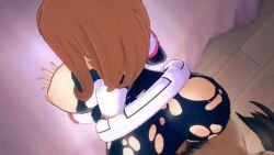 1boy 3d animated ass_jiggle big_ass big_breasts boku_no_hero_academia bouncing_ass bouncing_breasts breasts_out brown_hair clothed female from_behind koikatsu lazymelon my_hero_academia ochako_uraraka ochako_uraraka_(hero_outfit) penis ripped_clothing tagme video