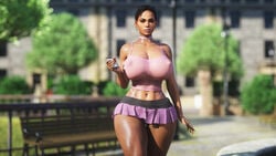 1girls 2020s 2021 2160p 3d 3d_(artwork) absurd_res absurd_resolution absurdres african african_female big_breasts capcom curvaceous curvy dark-skinned_female dark_skin erect_nipples_under_clothes female female_only huge_breasts human icedev impossible_clothes large_breasts microskirt miniskirt nipple_bulge nipples_visible_through_clothing outdoors over_1080p over_480p resident_evil resident_evil_5 see-through_clothing sheva_alomar skimpy_clothes slutty_clothing solo thong whale_tail wide_thighs