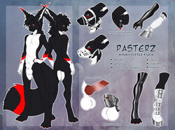 2021 4_toes 5_fingers anthro balls black_body black_fur blue_eyes canid canine digital_media_(artwork) feet fingers fox fur genitals knot male mammal model_sheet penis solo standing tanutanuki toes white_body white_fur