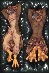 absurd_res accipitrid accipitriform aktiloth animal_genitalia anthro anus avian avian_feet beak bedroom_eyes bird bodily_fluids body_pillow brown_body brown_feathers claws dakimakura dakimakura_design dakimakura_pillow dripping eagle erection feathered_wings feathers feet genital_fluids genital_slit genitals hi_res latex leaking_precum looking_at_viewer male narrowed_eyes nude nude_anthro nude_male penis pillow pirate_eagle precum precum_drip precum_on_own_penis precum_on_penis precum_string seductive solo talons tapering_penis toes tongue tongue_out wings yellow_talons