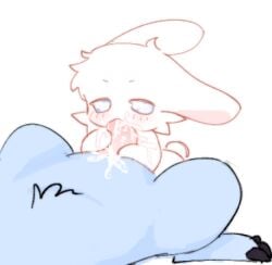 black_claws blue_body blue_eyes blue_fur blush bodily_fluids claws cum cum_in_mouth cum_inside cum_on_arm cum_on_self cum_splatter dragon duo ejaculation faceless_character faceless_feral faceless_male fellatio feral feral_on_feral feral_penetrated feral_penetrating feral_penetrating_feral fur furred_dragon furred_scalie genital_fluids genitals glistening glistening_eyes glistening_genitalia glistening_penis half-closed_eyes kirichiiii lagomorph leporid lying lying_and_blow_position male male_penetrating mammal mythological_creature mythological_scalie mythology narrowed_eyes on_back oral penetration penile penis rabbit scalie sex simple_background white_background white_body white_fur