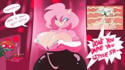 1girls 2boys 2d 2d_animation amy_rose angry animated anthro bald bald_male big_breasts black_pants breasts cleavage clothing dialogue dr._eggman duo eggman enormous_breasts facial_hair female furry furry_female gigantic_breasts goggles goggles_on_head hands_on_breasts huge_breasts human human_male indoors large_breasts looking_at_another male mammal massive_breasts mature mature_female mature_male mochimelted no_sound orbot pants pink_fur robot rouge_the_bat_(cosplay) screen seductive sega smiling smiling_at_another sonic_(series) sonic_the_hedgehog_(series) tagme teeth text thick_thighs thighs video voluptuous voluptuous_female
