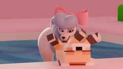 3d_(artwork) accessory animal_genitalia animal_vulva big_bow black_eyebrows black_eyes black_nose black_vulva blocky_body blocky_snout blue_body blue_fur bow_ribbon butt canid canine canine_genitalia canine_vulva canis cunnilingus digital_media_(artwork) disney domestic_dog duo eyebrows eyelashes eyes_closed female female/female female_feral female_only feral feral_on_feral fox_(minecraft) fur genitals georgette_(disney) georgette_(oliver_and_company) hair_accessory hair_bow hair_ribbon hi_res licking long_eyelashes lying mammal mango_(digitoxici) microsoft minecraft mojang oliver_and_company on_back open_mouth open_smile oral orange_body partially_submerged pink_bow poodle quadruped ribbons sex smile snout swoomy tail teeth tongue tongue_out vaginal vulva water white_body white_butt white_fur white_inner_ear white_tail xbox_game_studios