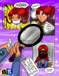 1girls clothed comic dc_comics drawn-sex.com english_text female female_only long_hair mirror red_hair speech_bubble starfire teen_titans text ujinko