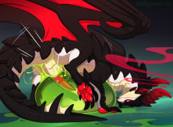 ambiguous_penetration black_body bodily_fluids cum cum_in_goo cum_inside dinkysaurus dragon ejaculation erection european_mythology feral feral_penetrating genital_fluids genitals goo_on_belly green_goo green_slime hi_res horn looking_at_genitalia looking_at_penis male mythological_creature mythological_scalie mythology orgasm pawpads penetrating_slime penetration penis penis_in_slime red_eyes red_horn red_pawpads red_wings redshift_(dinkysaurus) scalie slime slime_sex slime_string solo thrust_lines thrusting translucent western_dragon wings
