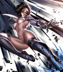 1girls 2021 alita battle_angel_alita black_hair breasts curvaceous cyborg female female_only large_breasts liang_xing nipples nude pale-skinned_female pale_skin pubic_hair pussy short_hair solo tagme thick_thighs wide_hips