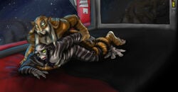 2boys anal anal_sex bed detailed_background garazeb_orrelios green_eyes hi_res interspecies male male_focus male_only multiple_boys muscular muscular_male on_bed on_stomach open_mouth peanutchan prone_bone star_wars star_wars_rebels yaoi