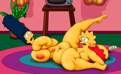 belly big_breasts bynshy chubby chubby_female clothing fat fat_belly incest lisa_simpson marge_simpson mother_and_daughter the_simpsons