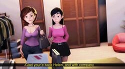 2girls 3d aged_up animated breasts busty cleavage clothing crisisbeat daughter disney female happy_female helen_parr hero_casting hourglass_figure milf mother mother_and_daughter no_sound pixar slideshow smooth_skin superheroine text the_incredibles video violet_parr voluptuous