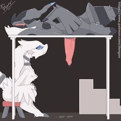 animated blowjob blue_eyes bodily_fluids chair closed_eyes cum cum_in_mouth cum_inside deepthroat dengon drinking drinking_cum dripping duo erection fellatio female female_on_bottom feral feral_on_feral frame_by_frame furniture furry genital_fluids genitals legendary_pokemon male male/female male_on_top milking_table neck_bulge nintendo on_bottom on_top oral orgasm penile penis penis_milking pillow pokémon_(species) pokemon pokemon_(species) precum reshiram saliva saliva_drip saliva_on_penis simple_background stairs sucking video_games zekrom