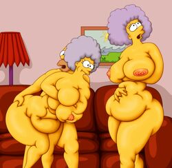 belly belly_play big_breasts bynshy chubby chubby_female fat_belly homer_simpson patty_bouvier selma_bouvier the_simpsons what