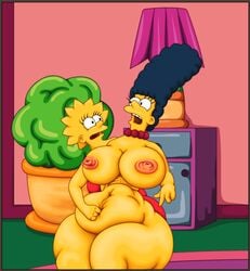 belly big_breasts bynshy chubby chubby_female fat fat_belly incest lisa_simpson marge_simpson mother_and_daughter the_simpsons