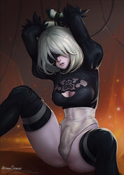 1futa android aroma_sensei balls balls_bulge balls_in_panties balls_under_clothes blindfold bondage breasts bulge cameltail cleavage curvy dickgirl emotionless erection erection_in_panties erection_under_clothes expressionless female futa_only futanari futasub intersex large_breasts leotard nier nier:_automata panties panty_bulge penis penis_bulge penis_in_panties penis_under_clothes realistic restrained robot robot_girl solo spread_legs tenting testicles thighhighs wide_hips yorha_2b