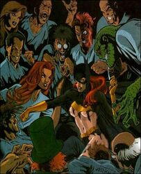 anthro arnold_wesker barbara_gordon batgirl batman_(series) dc female human interspecies jervis_tetch jonathan_crane killer_croc lizardman mad_hatter_(dc) poison_ivy scalie scarecrow scarface_(dc) two-face