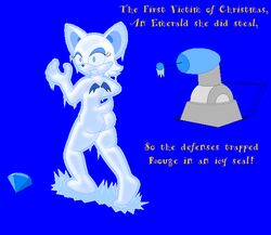 1girls ass back_turned bat blue_background color english_text female frozen frozen_solid fur furry furry_only ice machine mechanical nude pussy rouge_the_bat sega slam422 solo sonic_(series) tail text turret wings