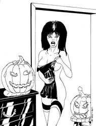 00s 1girls 2000 2000s cassandra_peterson celebrity coellner elvira elvira:_mistress_of_the_dark female female_only halloween jack-o'-lantern monochrome solo tagme