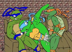 2boys anthro anthro_only cum female indoors leonardo male michelangelo ninja_turtles:_the_next_mutation penis ramires sex straight tagme teenage_mutant_ninja_turtles turtle venus_de_milo