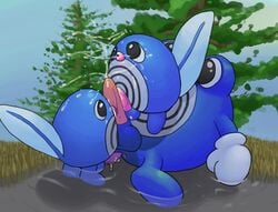 color cum day feral feral_only gay gloves male male_only multiple_boys nintendo nude outdoors penis pokemon poliwag poliwhirl side_view tagme