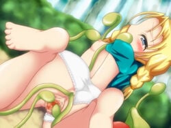 bianca_whitaker blush carnivine_(dragon_quest) censored clothing dragon_quest dragon_quest_v flat_chest kitsune_mimi_manjuu monster panties plant tagme tentacle young