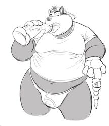 anthro belly big_belly clothing dildo disney felid feline goof_troop male male_only mammal overweight overweight_anthro overweight_male pj_(goof_troop) priapup sex_toy shirt solo tongue topwear underwear white_clothing white_underwear