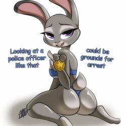 bra disney female furry judy_hopps kneeling medium_breasts panties skylight_(artist) solo teasing underwear zootopia