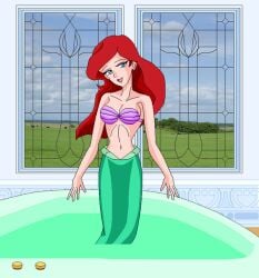 ariel belly_button bra disney disney_princess mermaid mermaid_tail pool seashell_bra standing standing_in_water tagme the_little_mermaid uukun