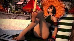 1girls 3d animated beach black_hair blender_(software) doctor_noffletoff feet female_only final_fantasy final_fantasy_xiv flashing flashing_breasts glasses miqo'te no_sound public small_breasts soles solo_female square_enix tagme tan tomboy vagina video