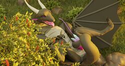 3d_(artwork) absurd_res animal_genitalia animal_penis blender_(disambiguation) blender_(software) digital_media_(artwork) diphallia diphallism dragon ender ender_malcolm feral genitals grass hemipenes hi_res looking_pleasured lying male masturbation multi_genitalia multi_penis on_back penis plant rock solo tongue tongue_out tree