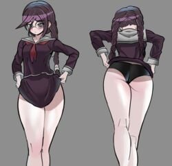 1girls ass danganronpa danganronpa_ultra_despair_girls fukawa_touko glasses small_breasts straight_hair thighs trizzz underwear undressing