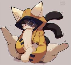 2021 2_tails autofellatio balls big_balls big_penis blazblue boner clothed clothing erection eye_patch eyewear felid genitals hi_res honeycalamari huge_cock jubei_(blazblue) male male_only mammal masturbation multi_tail oral oral_masturbation penile penile_masturbation penis red_eyes sawakyuri simple_background solo video_games