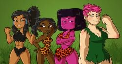 4girls abs arm_behind_head black_hair busty comission crossed_arms crossover deviantart_link fur_clothing garnet_(steven_universe) grass_clothing hand_on_hip hourglass_figure iguszilla jasmine_(tdi) jungle jungle_background jungle_girl korra leopard_print leopard_print_clothing long_hair marvel muscles overwatch pink_hair ponytail pose princesscallyie savage savage_land scar_above_eye scar_on_face short_hair square_head steven_universe tarzan the_legend_of_korra thick three_eyes total_drama:_pahkitew_island total_drama_(series) total_drama_island zarya
