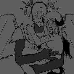 gabriel_(ultrakill) hugs noctis_(noctisecztasy) noctisecztasy self_harm_scars ultrakill