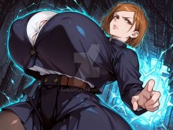 1girls 2020s 2025 2025s adoptable ai ai_art ai_generated alternate_breast_size aura breasts_bigger_than_head brown_hair brunette_female brunette_hair curvaceous curvaceous_female curvaceous_figure curves curvy curvy_body curvy_female curvy_figure deviantart_link deviantart_url deviantart_watermark drblade97 female female_focus female_only hi_res high_resolution highres huge_boobs huge_breasts jpg jujutsu_kaisen kugisaki_nobara large_breasts large_tiddies large_tits massive_breasts nobara_kugisaki scowl scowling scowling_at_viewer short_hair solo solo_female solo_focus thick_thighs voluptuous voluptuous_female