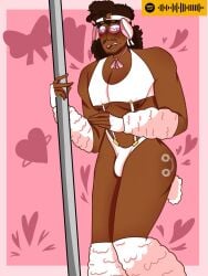 costume embarrassed embarrassed_male epic_the_musical majorinconven1ence male_only polites sheep_ears sheep_tail stripper stripper_clothes stripper_pole