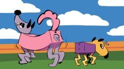 2girls animal animal_genitalia animal_pussy animal_vulva anus big_nose black_ears black_nose blue_wall canine canine_genitalia canine_pussy dancing digital_media_(artwork) dog_pussy domestic_dog duo duo_female female female_duo female_feral female_only feral feral_female feral_only flying_sweatdrops genitals green_floor indoors long_tail movement_lines no-human no_human no_humans no_tail non-human non-human_only non_human nyaroma only_female only_feral pink_body png purple_body purple_head purple_legs pussy quadruped size_difference small_pussy smile smiling smirk smirking standing standing_up tail tiny_pussy twerking unusual_anatomy video_games vulva wobbledog_(species) wobbledogs x_anus yellow_head yellow_legs