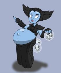 activision black_clothing blue_skin blue_skinned_female enjoying_pregnancy ghost_girl hex_(skylanders) humanoid nail_polish pregnancy pregnant pregnant_belly pregnant_female pupilless_eyes sharp_fingernails skylanders video_game_character