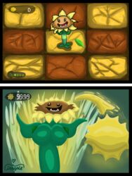 big_breasts black_eyes female gameplay_mechanics green_skin plant plants_vs_zombies plants_vs_zombies_2:_it's_about_time primal_sunflower_(pvz) sunflower sunflower_(pvz)