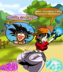 1boy 1girls aged_up ass big_ass big_breasts breasts bubble_ass bubble_butt dat_ass dragon_ball dragon_ball_gt granddaughter grandfather grandfather_and_granddaughter kurvylass looking_back pan_(dragon_ball) shounen_jump son_goku source_request