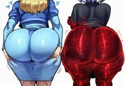 2girls ai_generated ass ass-to-ass ass_focus big_ass blonde_hair female female_only from_behind heart huge_ass maria_robotnik multiple_girls sage_(sonic_frontiers) short_hair skirt sonic_(series) sonic_the_hedgehog_(series) thick_thighs thighs white_hair