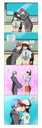 2girls comic dlobo777 english_text holding_hands hypnosis hypnotic_accessory hypnotic_visor hypnotized in_love juliana_(pokemon) kissing mind_control nintendo penny_(pokemon) pokemon pokemon_sv yuri