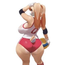 1girls 2d 2d_(artwork) anthro ass ass_focus butt_focus clothed clothing female female_focus female_only huge_ass huge_breasts looking_back milf pose rabbit rabbit_ears rabbit_girl rabbit_humanoid rabbit_tail revealing revealing_clothes smewed sonic_(series) sonic_the_hedgehog_(series) sports sportswear vanilla_the_rabbit volleyball volleyball_uniform