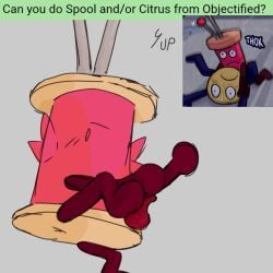 anus asshole blush dick_out leg_up looking_at_viewer lying_on_floor lying_on_side object_show object_shows objectified_(webcomic) offering_sex on_floor showing_ass spool_(objectified)