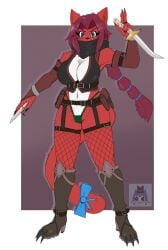 2025 belt dagger female female_only furry furry_female furry_only mangakitsune2 panties red_fur red_hair tagme