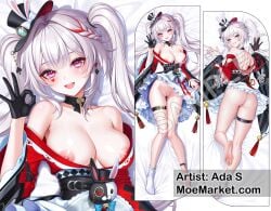ai_generated dakimakura dakimakura_design frilled_skirt japanese_clothes looking_at_viewer mini_hat moemarket single_glove sparkle_(honkai:_star_rail) sparxie_(honkai:_star_rail) white_hair white_skirt wide_sleeves