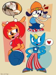 1boy 2girls imrachets katy_kat lammy_lamb parappa parappa_the_rapper sexy tagme um_jammer_lammy