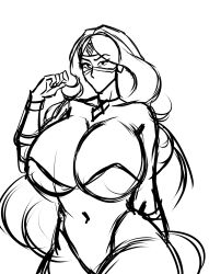 1girls big_breasts black_and_white curvy kunoichi large_breasts long_hair mask mti nekki ninja ninja_(sf2) ninja_girl satin_(sf2) shadow_fight shadow_fight_2 sketch white_background work_in_progress